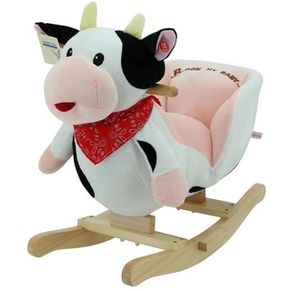 Sweety-Toys Schaukeltier SweetyToys Schaukeltier Kuh mit Sound Babyspielzeug mit Stickerei weiß