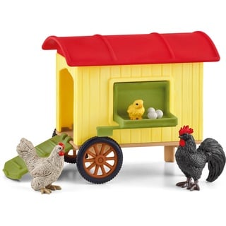 schleich FARM WORLD 42572 Bauernhof Mobiler Hühnerstall und Tiere - Realistischer Bauernhof mit Hahn und Küken, Hühnerstall und Eiern, Kreatives Bauernhof Spielzeug ab 3 Jahren