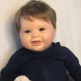 60 CM Reborn Babypuppe Junge mit 3D-Lack Haut Weiche Silikon Gliedmaßen Stoffkörper Mädchen Realistisches Kleinkind Bebe mit Gefäßvene Spielzeug Geburtstagsgeschenk