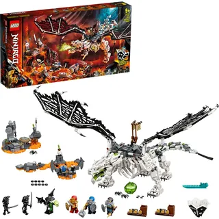 LEGO 71721 NINJAGO Drache des Totenkopfmagiers, 2-in-1 Bauset und Brettspiel mit Skelett-Rittern Minifiguren - Weiß/Dunkelgrau/Schwarz