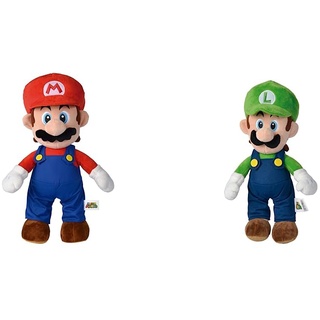 Simba 109231013 - Super Mario Plüschfigur, 50cm & 109231011 - Super Mario Luigi Plüschfigur, 30cm