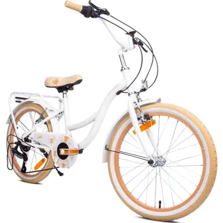 Mädchen fahrrad 20 Zoll mit SHIMANO 6-Gang Flower Bike ecru weiß - Weiß