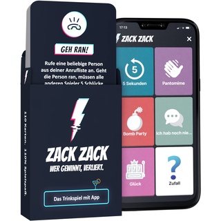Zack Zack - Kartenspiel - Trinkspiel mit App - 110 Spielkarten - Mehr als 1000 Aufgaben - Partyspiel - Saufspiel - Geschenkidee