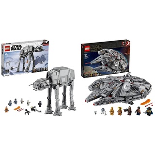 LEGO 75288 Star Wars at-at, Walker Spielzeug, Set zum 40. Jubiläum für Kinder und Erwachsene & 75257 Star Wars Millennium Falcon Raumschiff Bauset mit Finn