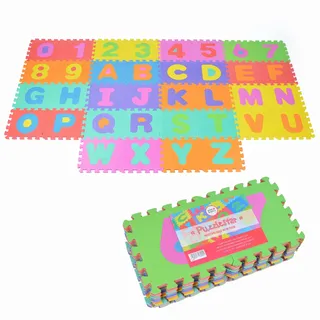 Pink Papaya Puzzlematte mit Zahlen und Buchstaben Puzzlestar ABC/123