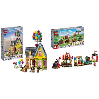 LEGO 43217 Disney and Pixar Carls Haus aus „Oben“ & 43212 Disney: Disney Geburtstagszug Set mit Moana
