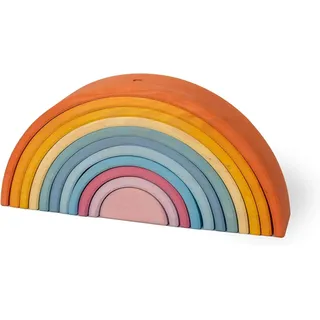 Ehrenkind Stapelspielzeug Regenbogen, nachhaltig und natürliches Massivholz FSC®, (Holzspielzeug Früherziehung), Montessori Spielzeug bunt