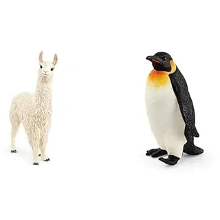 SCHLEICH 13920 Lama, für Kinder ab 3+ Jahren, Farm World - Spielfigur & 14841 Pinguin, für Kinder ab 3+ Jahren, WILD Life - Spielfigur