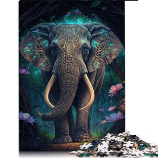 1000-teiliges Puzzle für Erwachsene, Elefant, buntes Tier, Puzzle für Erwachsene, Kinder, Holzpuzzle, Lernspiel, Herausforderung, Spielzeug (Größe 50 x 75 cm).