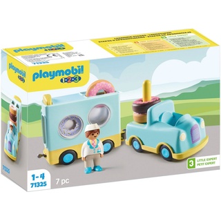 Playmobil® Konstruktions-Spielset Verrückter Donut Truck mit Stapel- und Sortierfunktion (71325), (7 St), Playmobil 1-2-3; Made in Europe bunt
