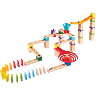 Hape Rasante Murmelbahn mit Domino, Kugelbahn aus Holz, Konstruktionsspielzeug, ab 3 Jahren