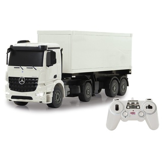 JAMARA 405148 - LKW Mercedes Benz Arocs 1: 20 2,4GHz - 2 Geschwindigkeiten, ca. 6 km/H, bis zu 30 min. Fahrspaß, Auflieger Per Fernsteuerung An-& Abkoppelbar, Container abnehmbar, Türen Öffnen, White