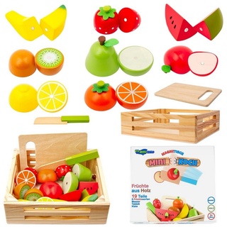 miniHeld Lernspielzeug Kinderküche Zubehör Früchte aus Holz zum Schneiden mini Koch Spielzeug