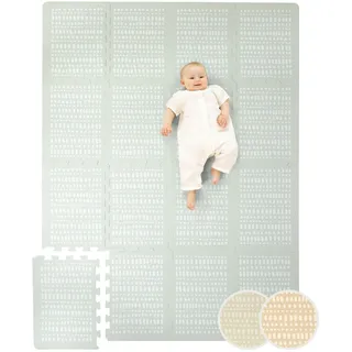 Stylische Puzzlematte Baby 1,7x1,2m Hygge Grau – 16 XL-Platten mit Kanten – Dicke & weiche Baby Spielmatte – schadstofffreie, geruchlose, Pflegeleichte Baby Krabbelmatte – plastikfreie Verpackung