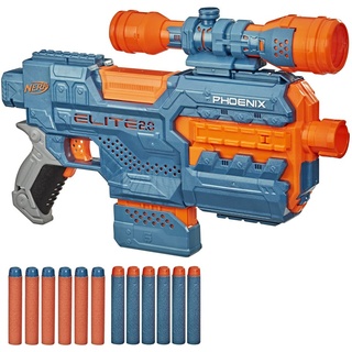 Elite 2 Phoenix CS-6 motorisierter Blaster, 12 Nerf Darts, 6-Dart Clip-Magazin, Fernrohr, Tactical Rails, Befestigungspunkte, 4AA Batterien