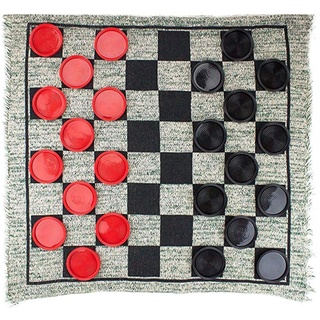 Scnvsi Home Jumbos Checkers 3-in-1-Dame Set Spielteppich Brettspiel Mit Wendbarer Spielmatte Für Drinnen Und Draußen Familie Vintage Dame Spiel Mit Wendbarer Matte
