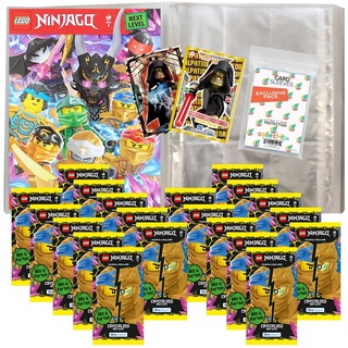 Bundle mit Lego Ninjago Serie 8 Next Level Trading Cards - 1 Leere Sammelmappe + 20 Booster + 2 Limitierte Star Wars Karten + Exklusive Collect-it Hüllen
