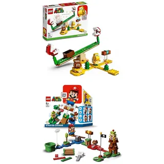 LEGO 71360 Super Mario Abenteuer mit Mario – Starterset, interaktive Figur und Bauspiel + LEGO 71365 Super Mario Piranha-Pflanze-Powerwippe – Erweiterungsset, Bauspiel