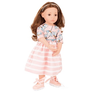 Götz 2066066 Happy Kidz Sophie Puppe - 50 cm große Multigelenk-Stehpuppe mit braunen Haaren und braunen Augen - 6-teiliges Set