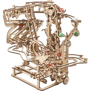 UGEARS Holz Marble Run Chain Hoist - Mechanische 3D Holzpuzzle für Erwachsene, DIY Modellbausatz für Erwachsene, Einzigartige Puzzle für Erwachsene - 3D Puzzle Murmelspiel Geschenke - 400 Stücke