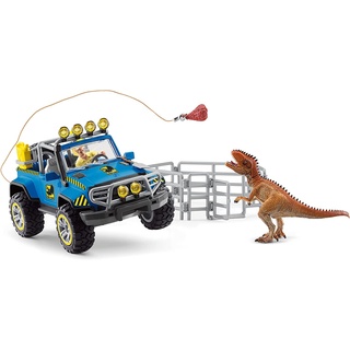 schleich 41464 Geländewagen mit Dino-Außenposten, für Kinder ab 5-12 Jahren, DINOSAURS - Spielset