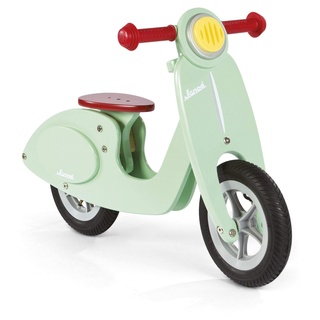 Janod Wooden Kids Scooter Mint - Balance Scooter with Vintage Retro Look - Adjustable Saddle, Inflatable Tires - Colour Mint Green - From 3 Years Old, J03243, 77 x 33,5 x 51 cm