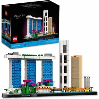 LEGO 21057 Architecture Singapur Skyline-Set, Modellbausatz mit Marina Bay Sands, Set zum Stressabbau, Home- und Büro-Deko zum Basteln und Sammeln... - Bunt