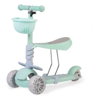 Moni Kinderroller Bubblegum 2 in 1, Höhe einstellbar, Sitz abnehmbar, 3 Räder grün - Grün