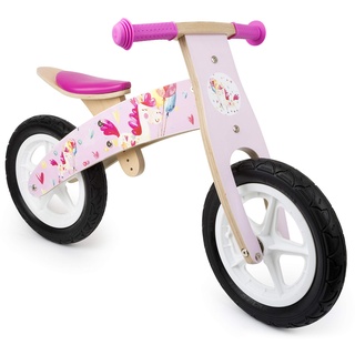 small foot 11254 Laufrad Rosa Einhorn aus Holz, mit verstellbarem Sitz und gummierten Rädern, für Kinder ab 3 Jahren Spielzeug, pink