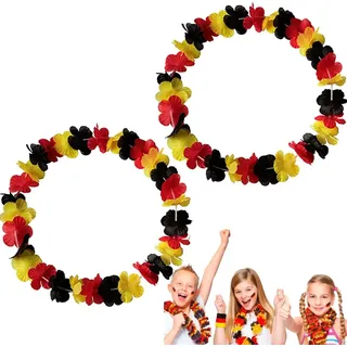 ZEUOPQ Fahne 2 Stück Deutschland Fanartikel Blumenkette, Flagge Girlanden (Foto Requisiten Blumenketten, 2-St., Blumenkette Schwarz Rot Gelb), Fanartikel Fußball Party Deko, Geburtstag Zubehör Präsent