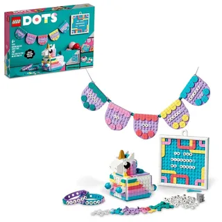 LEGO 41962 DOTS Einhorn Familienkreativset, Spielzeug Bastelset mit Schmuckkästchen, 2X Armband, Message Board und Party-Deko, Geschenk Set