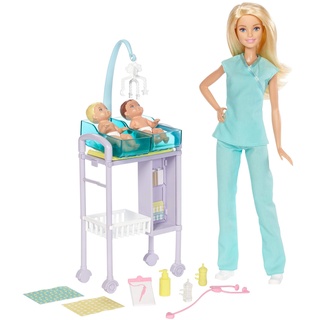 Mattel Barbie DVG10 Kinderärztin Puppe (blond) und Spielset