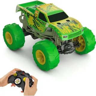 Hot Wheels Monster Trucks Gunkster RC Truck im Maßstab 1:15, leuchtet im Dunkeln, Action-Geländereifen mit Off-Road-Funktion, HTP15