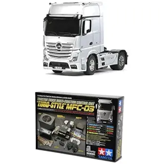 TAMIYA Bundle Truck - LWK 1:14 RC Mercedes Benz Actros 1851 GigaSpace + 56523 1:14 MFC-03 Truck-Multifunktionseinheit, schwarz, fernsteuerbarer, Lastwagen, LKW, Konstruktionsspielzeug, Modellbau,