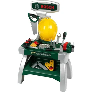 Theo Klein 8612 Bosch Werkbank Junior 2+ | Inkl. Helm, Schraubstock, Werkzeugen, Latten, Nägel, Schrauben und Muttern | Maße: 49 cm x 29 cm x 71 cm | Spielzeug für Kinder ab 2 Jahren