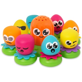 TOMY E2756 Wasserspiel für Kinder Okto Plantschis Mehrfarbig, Hochwertiges Kleinkinderspielzeug, Spielzeug für die Badewanne, Babyspielzeug ab 1 Jahr, Geschenke für Babys, Badewannenspielzeug
