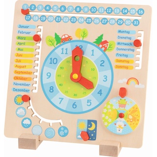 goki 58398 - Jahresuhr - aus Holz - Kinder Lernen spielerisch Kalender, Jahreszeit, Wetter und Uhrzeit zu verstehen
