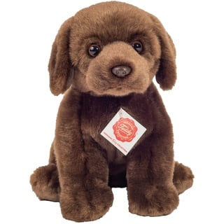 Teddy Hermann 91958 Hund Labrador sitzend Dunkelbraun 25 cm, Kuscheltier, Plüschtier mit recycelter Füllung