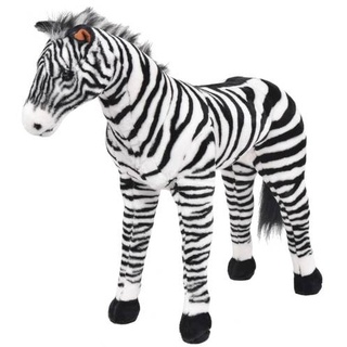 vidaXL Plüschtier Zebra Stehend Plüsch Schwarz und Weiß XXL