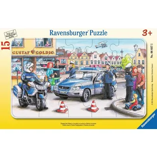 Ravensburger Puzzle Ravensburger 6037 - Einsatz der Polizei - % Rahmenpuzzle % - 15 Teile, Puzzleteile