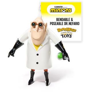 BendyFigs The Noble Collection Minions Dr Nefario - Noble Toys 18.5cm Bendable Posable Collectible Doll Figure with Stand and Mini Accessory