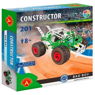 A ALEXANDER 2184 Constructor Bad Boy Monstertruck Metall Bausatz, 201 Teile Metallbaukasten, Metallbausatz mit Auto, Werkzeug und Kunststoff Elementen, Konstruktionsspielzeug für Kinder ab 8 Jahre