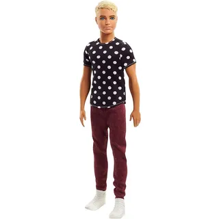 Mattel Barbie FJF72 Ken Fashionistas Puppe in schwarzen Shirt mit Punkten