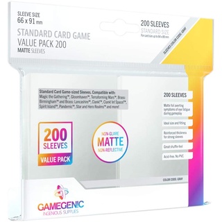 Gamegenic, MATTE Standard Sleeve Value Pack 200, Sleeve color code: Gray