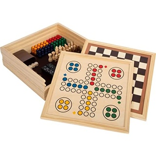 Small Foot Spielesammlung 7 Klassiker aus Holz, Gesellschaftsspiele für die ganze Familie, für Kinder ab 6 Jahren, 12322