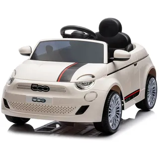 Chipolino Kinder Elektroauto Fiat 500 Fernbedienung, Sicherheitsgurt, MP3, USB weiß