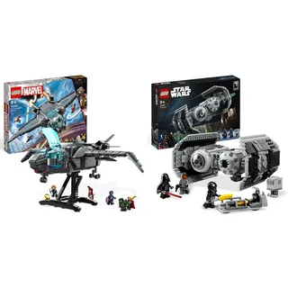 LEGO 76248 Marvel Der Quinjet der Avengers, Spielzeug Superhelden-Raumschiff mit Thor & 75347 Star Wars TIE Bombe Modellbausatz mit Darth Vader Minifigur mit Lichtschwert und Gonk-Droide