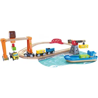 Hape Spielzeug-Eisenbahn Abladen und Aufladen im Hafen, (Set) bunt