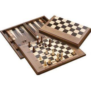 2525 - Schach Backgammon Dame Set, Feld 50 mm, Magnetverschluss, Brettspiel aus Holz
