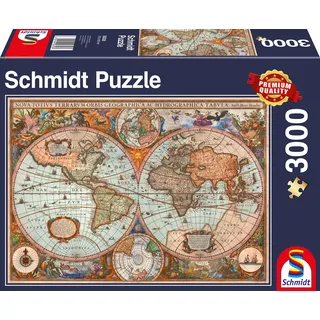 Schmidt Spiele 58328 Antike Weltkarte, 3000 Teile Puzzle, Bunt